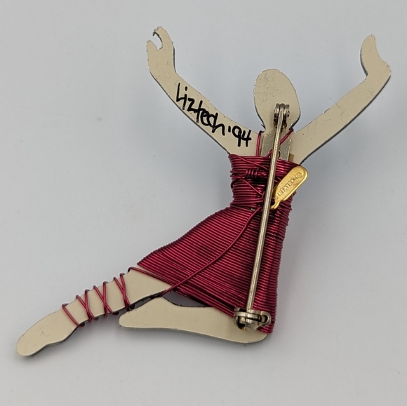 Vintage Liztech 94 Artist made by Jill Elizabeth Dancing Figure Mirrored Brooch - Picture 4 of 7